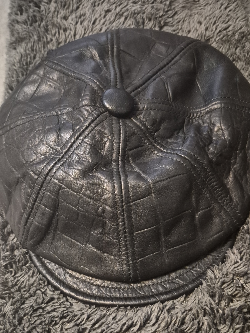 Black Leather Newsboy Cap - New York Hat Co.